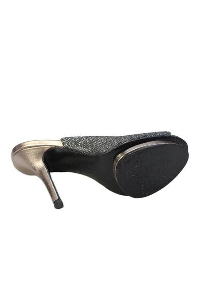 Pelle Moda Womens Glitter Slingback Open Toe Stiletto Heels Silver Size EUR 36