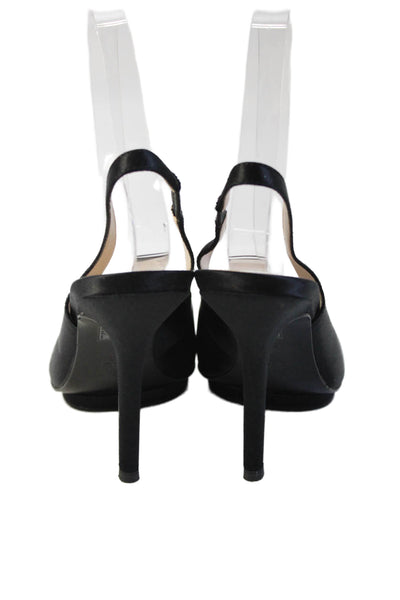 Pelle Moda Womens Open Toe Slingback Platform Stiletto Heels Black Size 6