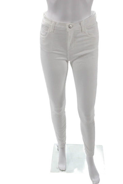 J Brand Womens Cotton Mid Rise Pocketed Skinny Jeans Solid White Size 26