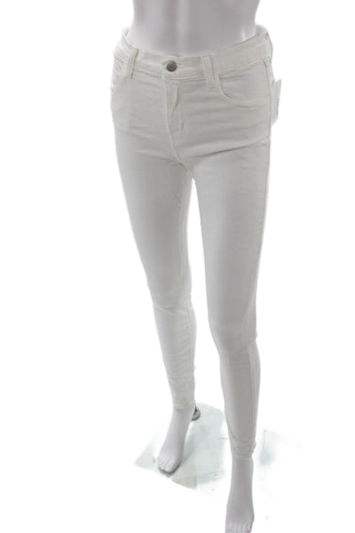 J Brand Womens Cotton Mid Rise Pocketed Skinny Jeans Solid White Size 26