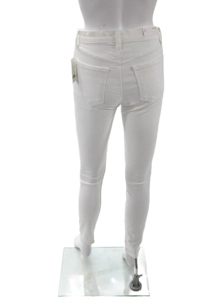 J Brand Womens Cotton Mid Rise Pocketed Skinny Jeans Solid White Size 26