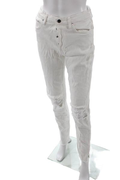 Cotton Citizen Womens Cotton Distressed Detail Skinny Jeans Solid White Size 28