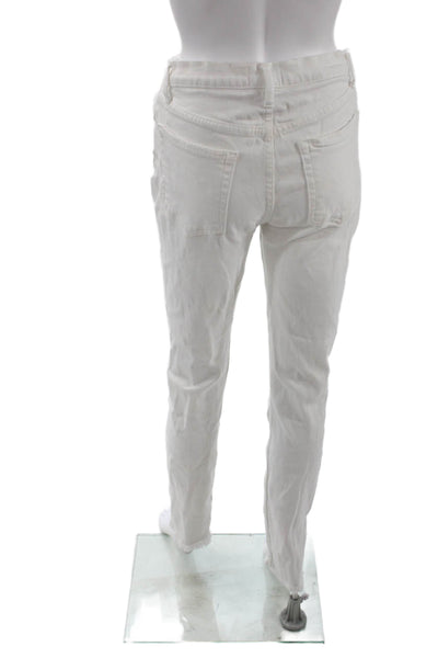 Cotton Citizen Womens Cotton Distressed Detail Skinny Jeans Solid White Size 28