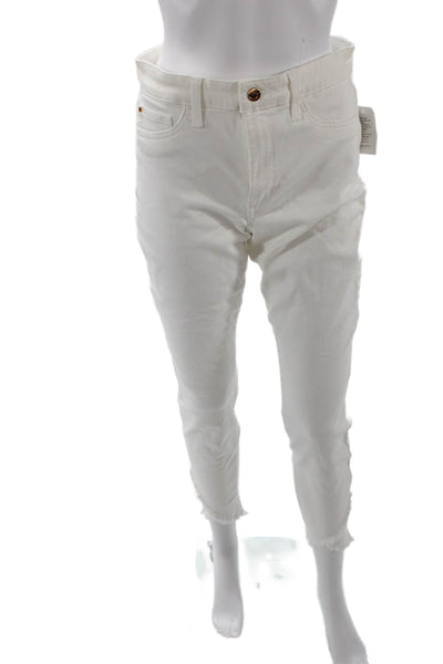 Joes Womens Cotton Mid Rise Pocketed Distressed Ankle Skinny Jeans White Size 29