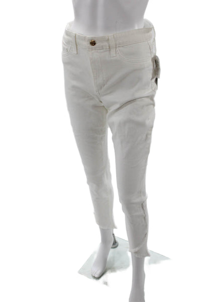 Joes Womens Cotton Mid Rise Pocketed Distressed Ankle Skinny Jeans White Size 29