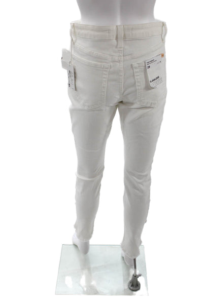 Joes Womens Cotton Mid Rise Pocketed Distressed Ankle Skinny Jeans White Size 29