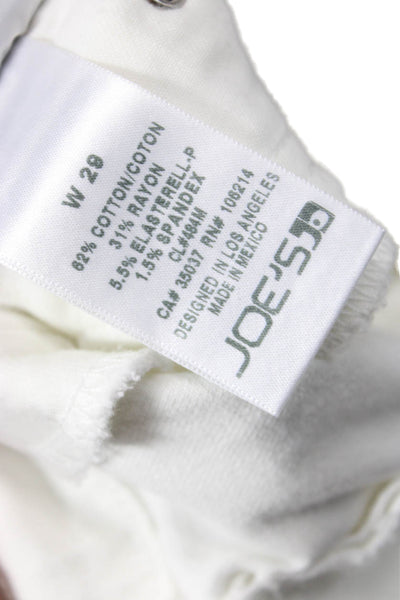 Joes Womens Cotton Mid Rise Pocketed Distressed Ankle Skinny Jeans White Size 29