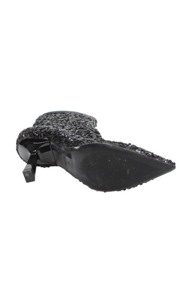 Zara Womens Sequined Pointed Toe Side Zippered Ankle Boots Black Size EUR 36