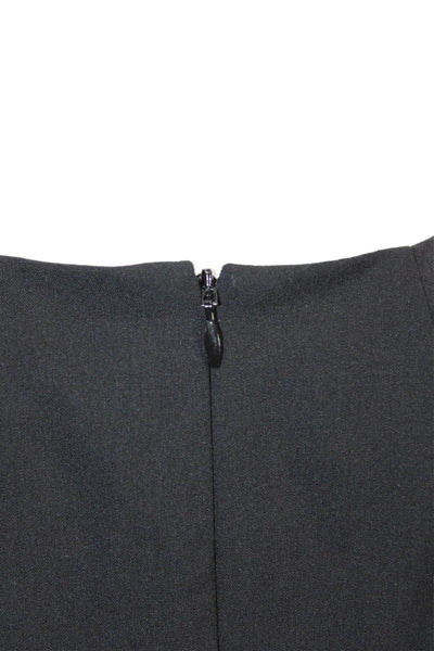 Theory Womens Back Zip Sleeveless Crew Neck Boxy Top Black Wool Size Medium