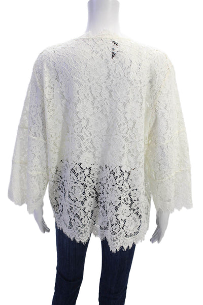 IRO Womens 3/4 Sleeve Scoop Neck Lace Blouse Top White Size FR 42