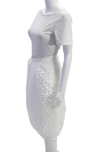 J Crew Womens Back Zip Knee Length A Line Skirt White Cotton Size 6