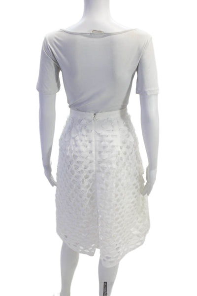 J Crew Womens Back Zip Knee Length A Line Skirt White Cotton Size 6
