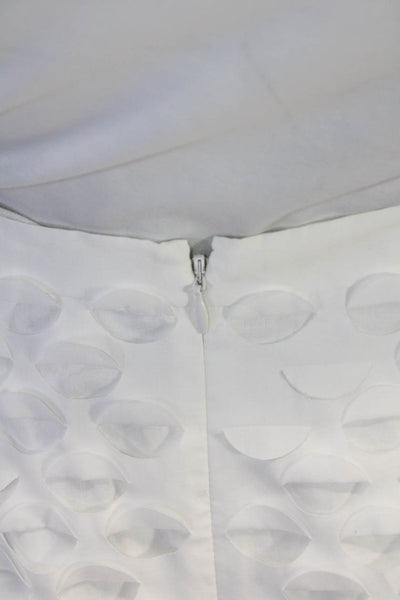 J Crew Womens Back Zip Knee Length A Line Skirt White Cotton Size 6