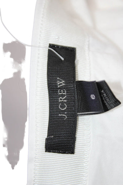 J Crew Womens Back Zip Knee Length A Line Skirt White Cotton Size 6