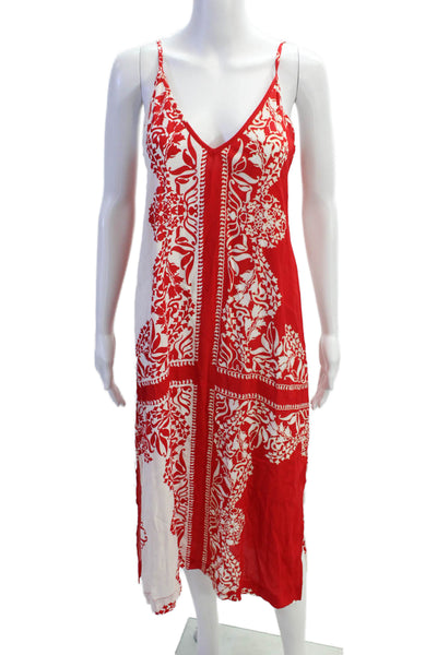 Karen Kane Womens Abstract Print Sleeveless Split Hem Tunic Dress Red Size XS