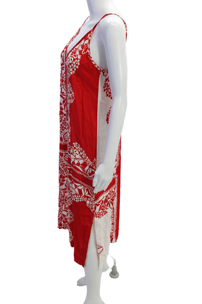 Karen Kane Womens Abstract Print Sleeveless Split Hem Tunic Dress Red Size XS