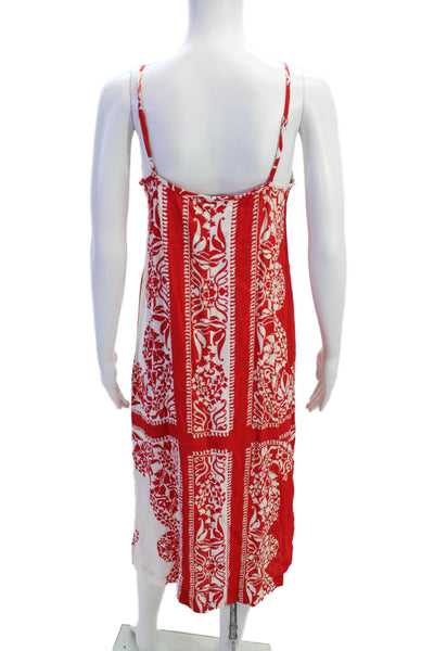 Karen Kane Womens Abstract Print Sleeveless Split Hem Tunic Dress Red Size XS