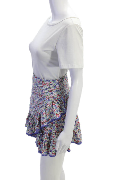 Poupette St. Barth Womens Mabelle V Flare Mini Skirt Multicolor Size XS