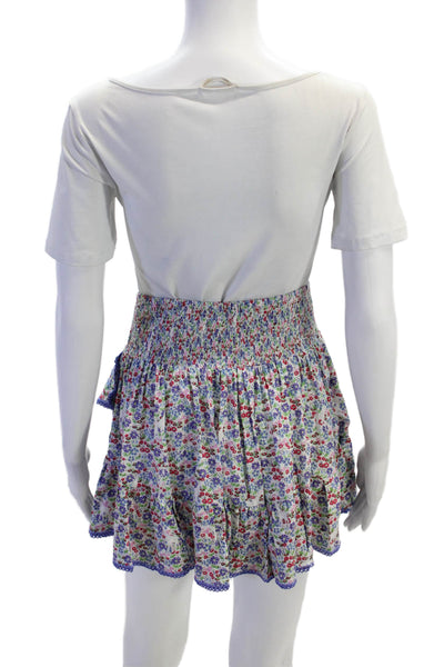 Poupette St. Barth Womens Mabelle V Flare Mini Skirt Multicolor Size XS