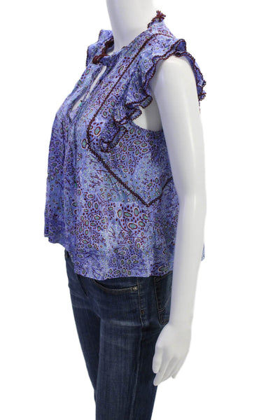 Poupette St. Barth Womens Geometric Print Sleeveless Blouse Multicolor Size S