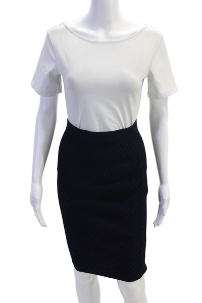 Jonathan Simkhai Womens Textured Knit Straight Midi Pencil Skirt Blue Size XS