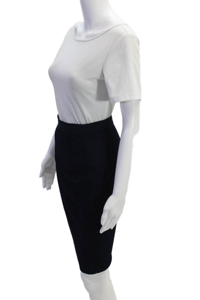 Jonathan Simkhai Womens Textured Knit Straight Midi Pencil Skirt Blue Size XS