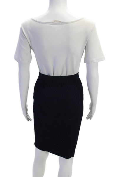 Jonathan Simkhai Womens Textured Knit Straight Midi Pencil Skirt Blue Size XS