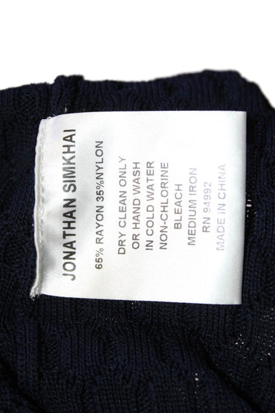 Jonathan Simkhai Womens Textured Knit Straight Midi Pencil Skirt Blue Size XS
