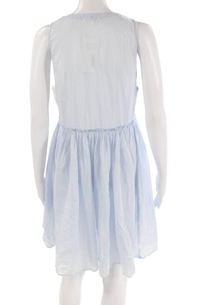 Loved By Anthropologie Womesn Cotton V-Neck Sleeveless Mini Dress Blue Size S