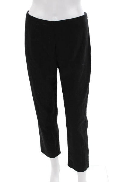 Jarbo Womens Solid Flat Front Zip Up Tapered Pants Trousers Black Size 38