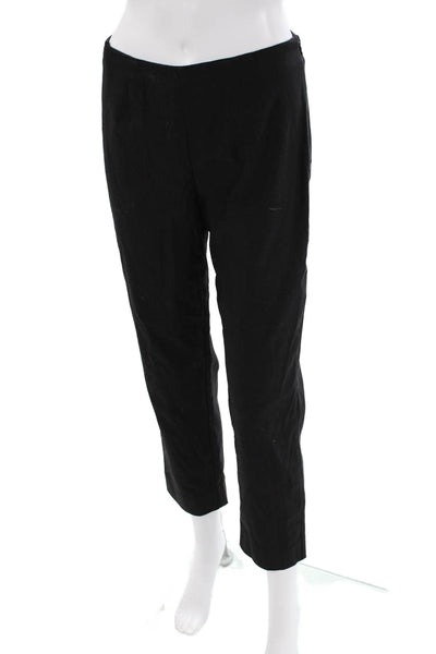 Jarbo Womens Solid Flat Front Zip Up Tapered Pants Trousers Black Size 38