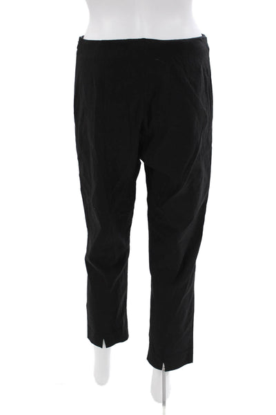 Jarbo Womens Solid Flat Front Zip Up Tapered Pants Trousers Black Size 38