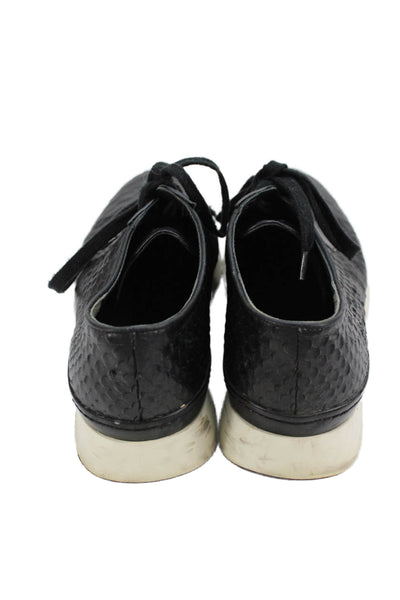 Vince Mens Leather Snakeskin Print Low Lace Up Sneakers Black Size 9.5 Medium