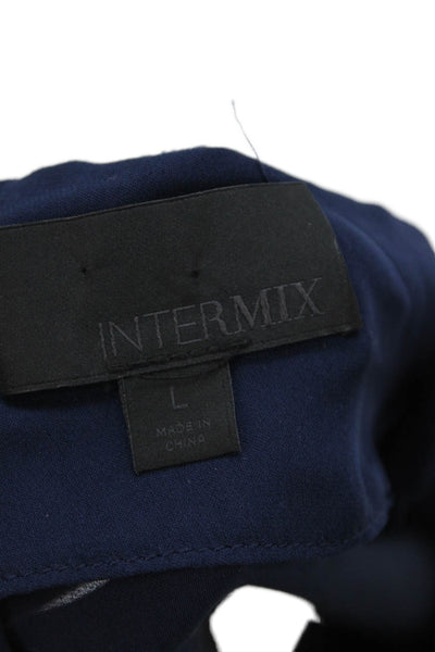 Intermix Womens Long Button Sleeves Blouse Navy Blue Size Large
