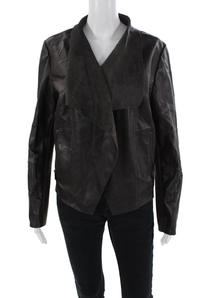 Bagatelle Womens Ribbed Sides Wrap Jacket Espresso Brown Size Large
