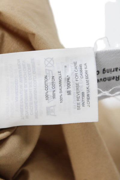 J Crew Womens Short Sleeves Lace Up Neck Blouse Camel Beige Cotton Size 8