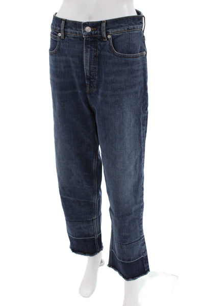 Everlane Womens Straight Leg Zip Up The Way High Jeans Blue Cotton Size 29