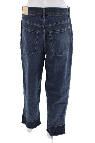 Everlane Womens Straight Leg Zip Up The Way High Jeans Blue Cotton Size 29
