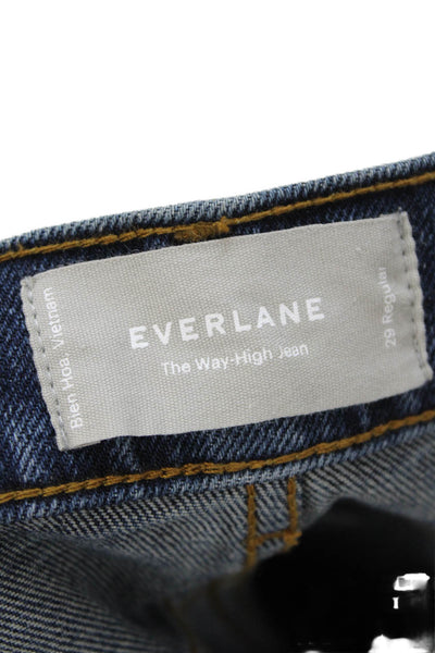 Everlane Womens Straight Leg Zip Up The Way High Jeans Blue Cotton Size 29