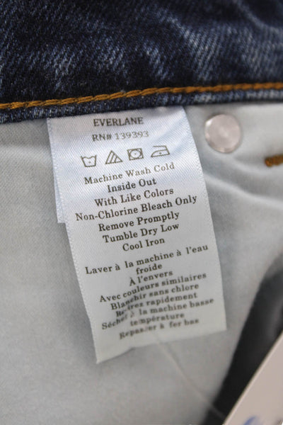 Everlane Womens Straight Leg Zip Up The Way High Jeans Blue Cotton Size 29