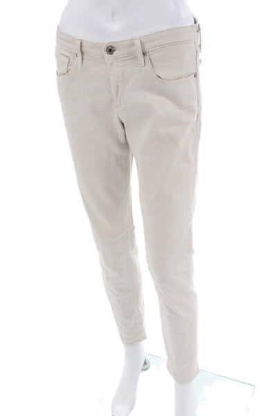 AG Adriano Goldschmied Womens The Stevie Ankle Straight Ankle Jeans Beige Size 2