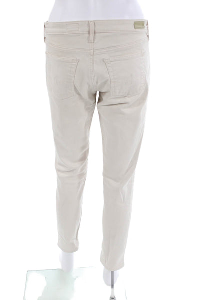 AG Adriano Goldschmied Womens The Stevie Ankle Straight Ankle Jeans Beige Size 2