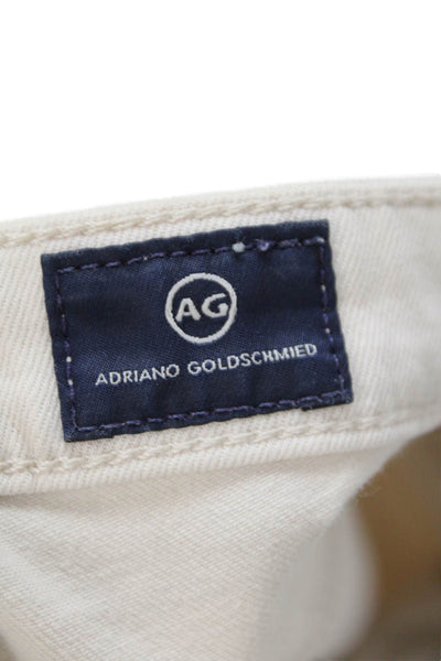AG Adriano Goldschmied Womens The Stevie Ankle Straight Ankle Jeans Beige Size 2