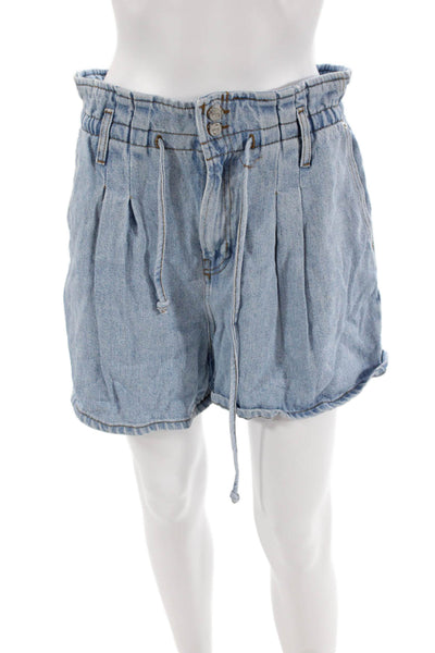 Frame Womens Cotton Drawstring Button Zip Denim Shorts Blue Size EUR 29