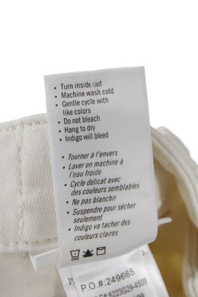 Paige Womens Cotton Zip Button Lined Pleated Straight Leg Pants White Size EUR 2