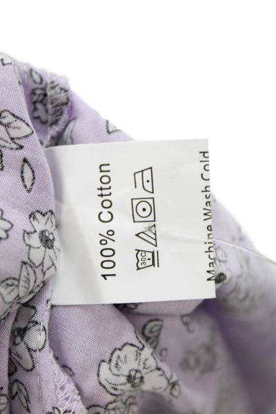 S Zaful Womens Floral Print A Line Wrap Dress Lavender Purple White Size 2