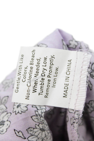 S Zaful Womens Floral Print A Line Wrap Dress Lavender Purple White Size 2