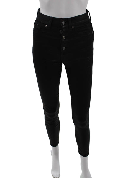 7 For All Mankind Blair Denim Womens High Waist Skinny Leg Jeans Black Size 24