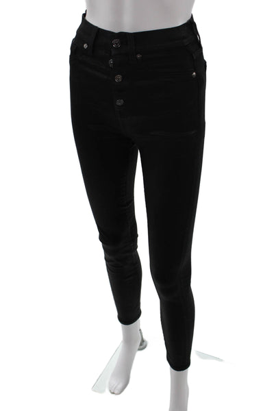 7 For All Mankind Blair Denim Womens High Waist Skinny Leg Jeans Black Size 24