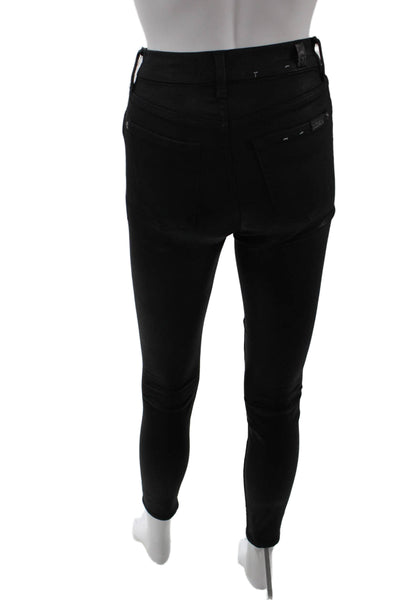 7 For All Mankind Blair Denim Womens High Waist Skinny Leg Jeans Black Size 24